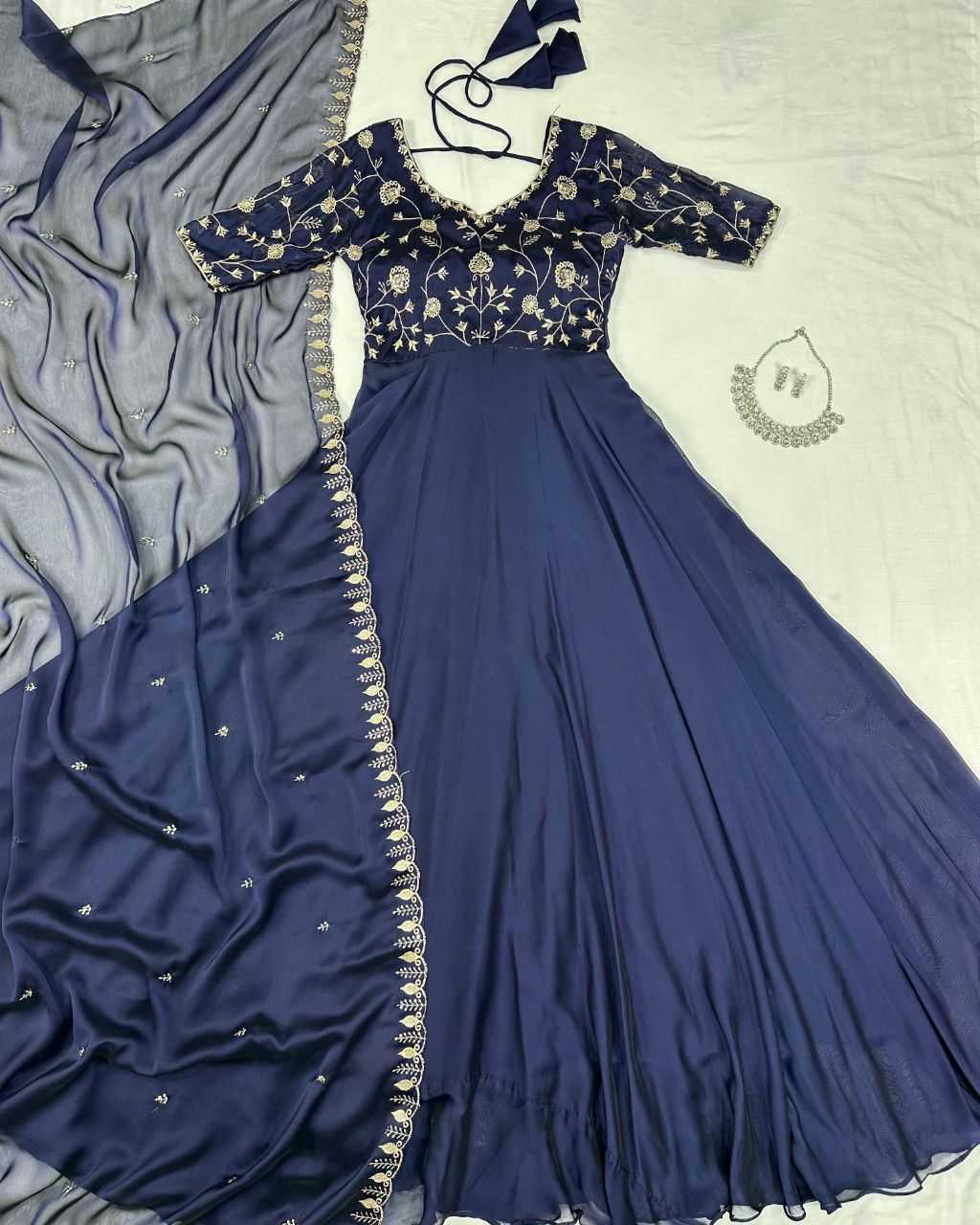 Ynf Silk KESH507 AMBIKA Gowns Wedding Collections Festive Collections Wholesale Embroidery Gowns Silk Gowns Gown With Dupatta Manufacturer