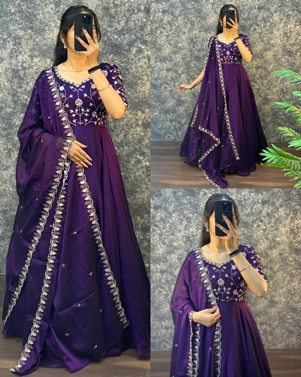 Ynf Silk KESH507 AMBIKA Gowns Wedding Collections Festive Collections Wholesale Embroidery Gowns Silk Gowns Gown With Dupatta Manufacturer
