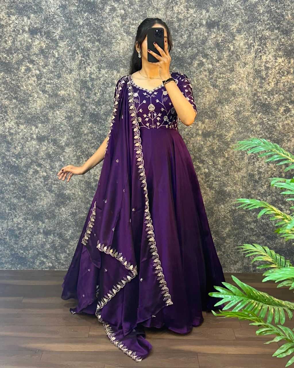 Ynf Silk KESH507 AMBIKA Gowns Wedding Collections Festive Collections Wholesale Embroidery Gowns Silk Gowns Gown With Dupatta Manufacturer