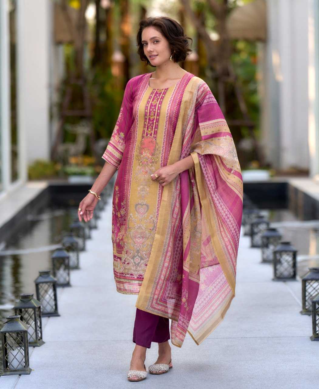 Ynf Silk KESH507 Geometric Suits & Dresses Wholesale Printed Suits Ladies Silk Suit Party wear suits Manufacturer