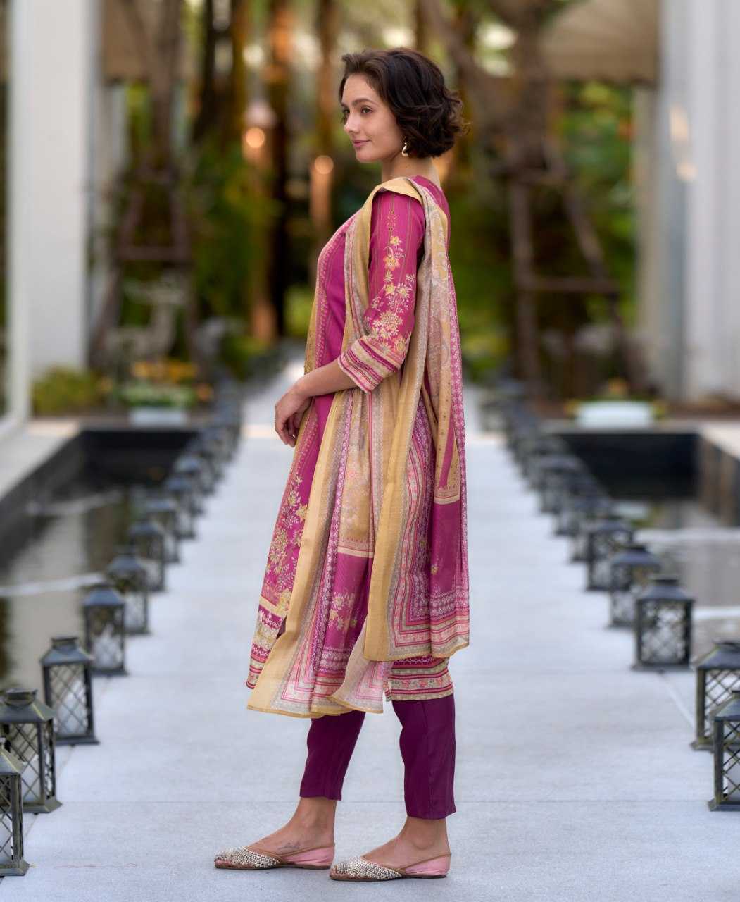 Ynf Silk KESH507 Geometric Suits & Dresses Wholesale Printed Suits Ladies Silk Suit Party wear suits Manufacturer