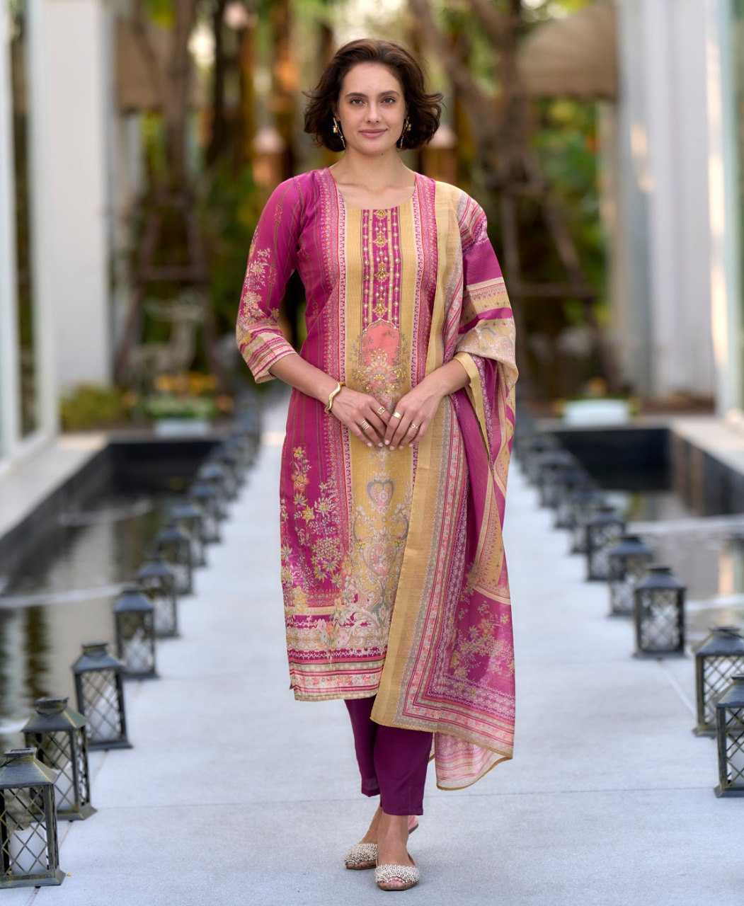 Ynf Silk KESH507 Geometric Suits & Dresses Wholesale Printed Suits Ladies Silk Suit Party wear suits Manufacturer