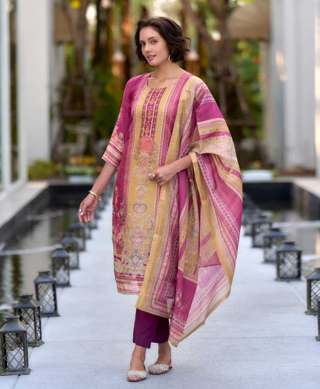 Ynf Silk KESH507 Geometric Suits & Dresses Wholesale Printed Suits Ladies Silk Suit Party wear suits Manufacturer