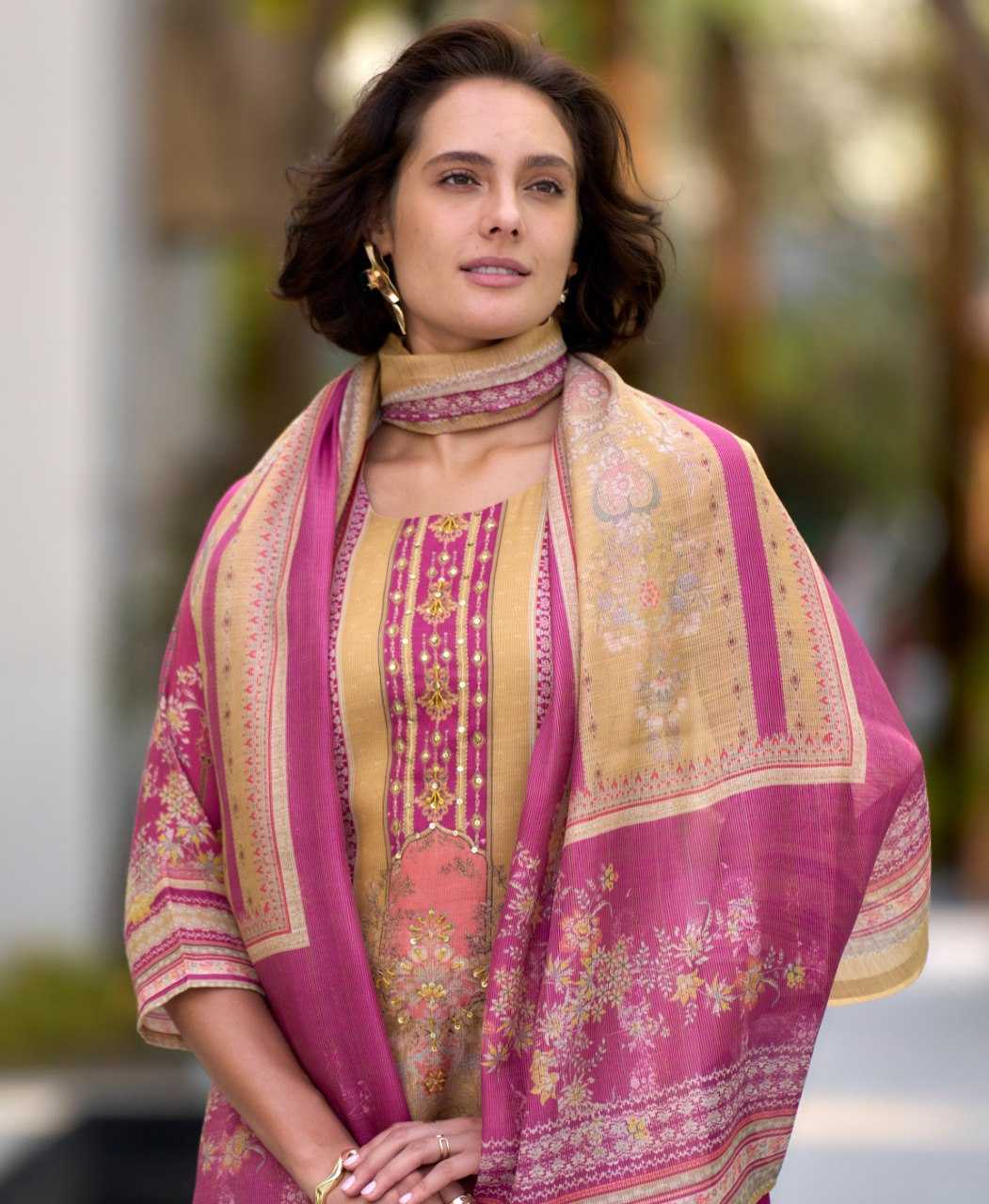 Ynf Silk KESH507 Geometric Suits & Dresses Wholesale Printed Suits Ladies Silk Suit Party wear suits Manufacturer