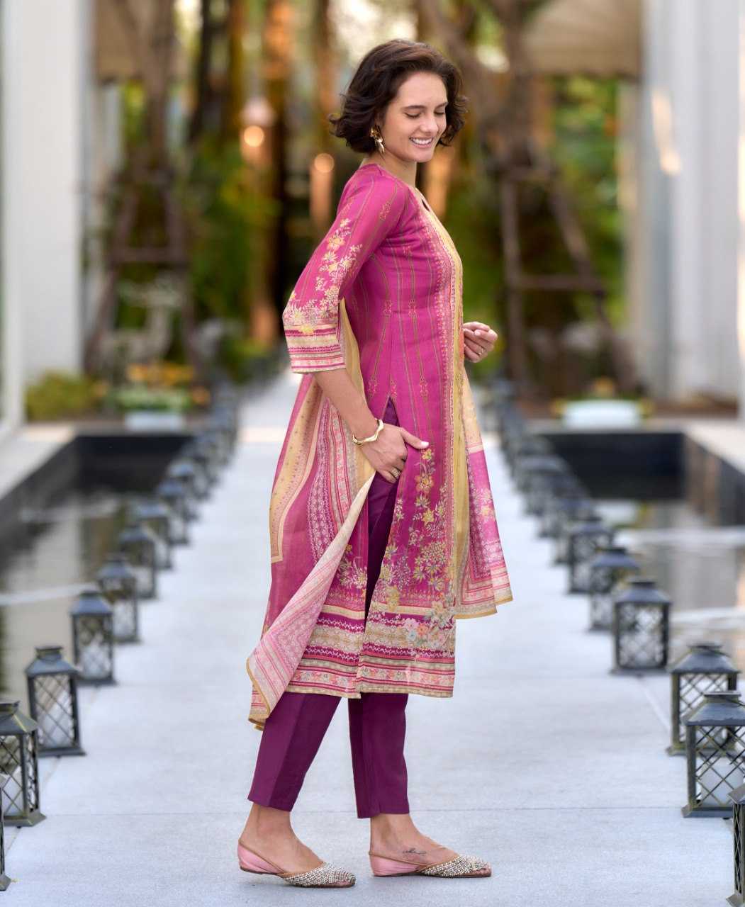 Ynf Silk KESH507 Geometric Suits & Dresses Wholesale Printed Suits Ladies Silk Suit Party wear suits Manufacturer