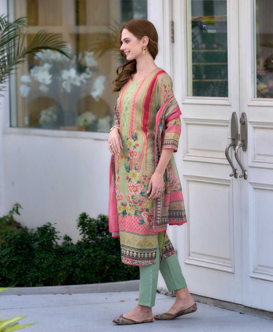 Ynf Silk KESH507 Vatican Suits & Dresses Wholesale Printed Suits Ladies Silk Suit Silk Suits Manufacturer