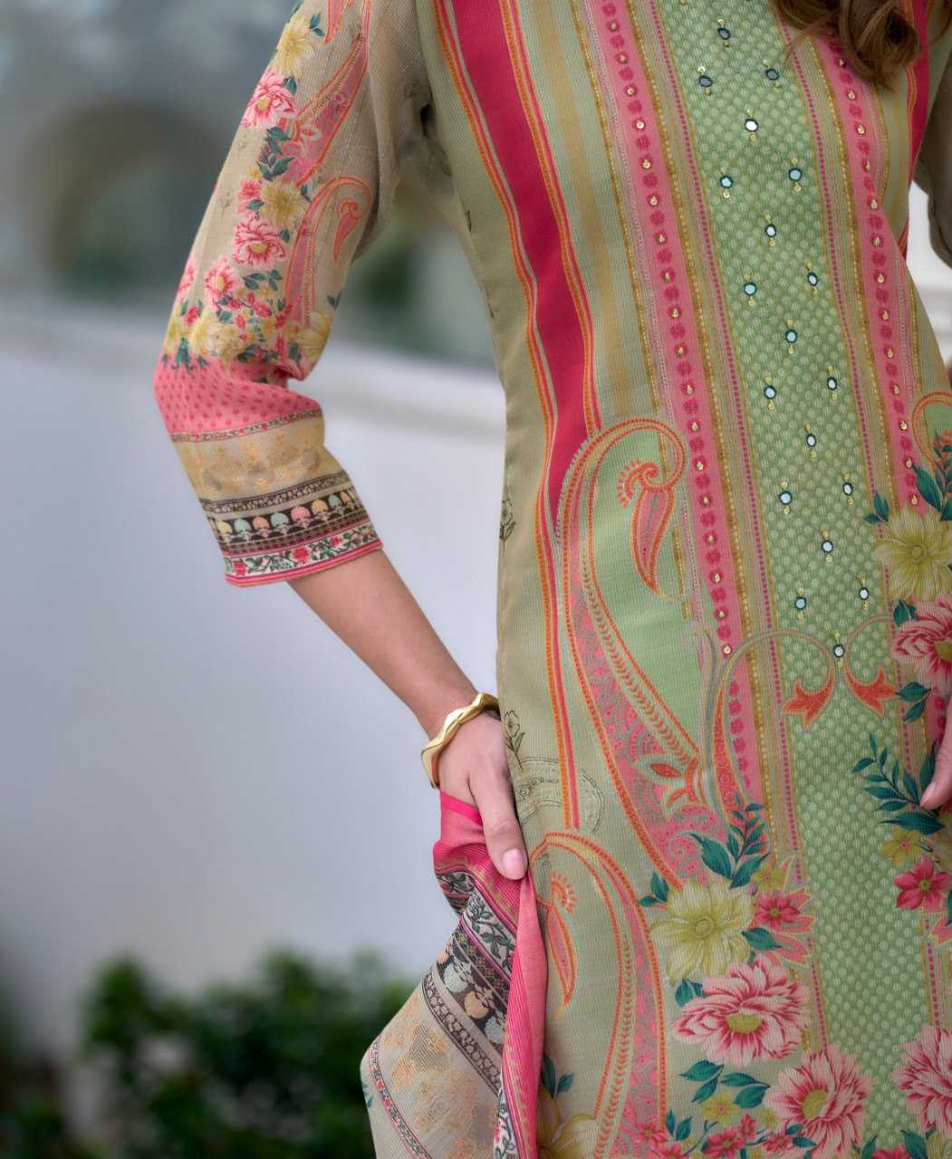 Ynf Silk KESH507 Vatican Suits & Dresses Wholesale Printed Suits Ladies Silk Suit Silk Suits Manufacturer