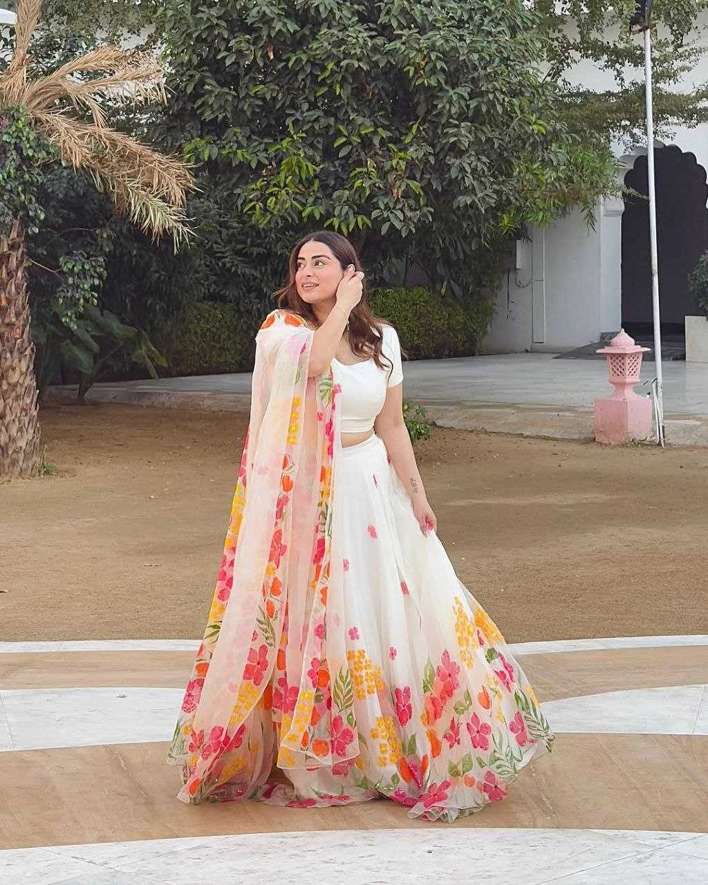Ynf Silk KESH508 1052 Lehengas Wholesale Fancy Lehenga Printed Lehenga White Lehenga Manufacturer