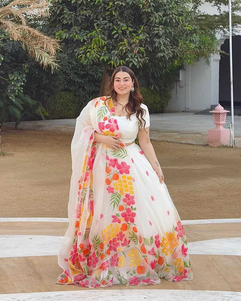Ynf Silk KESH508 1052 Lehengas Wholesale Fancy Lehenga Printed Lehenga White Lehenga Manufacturer
