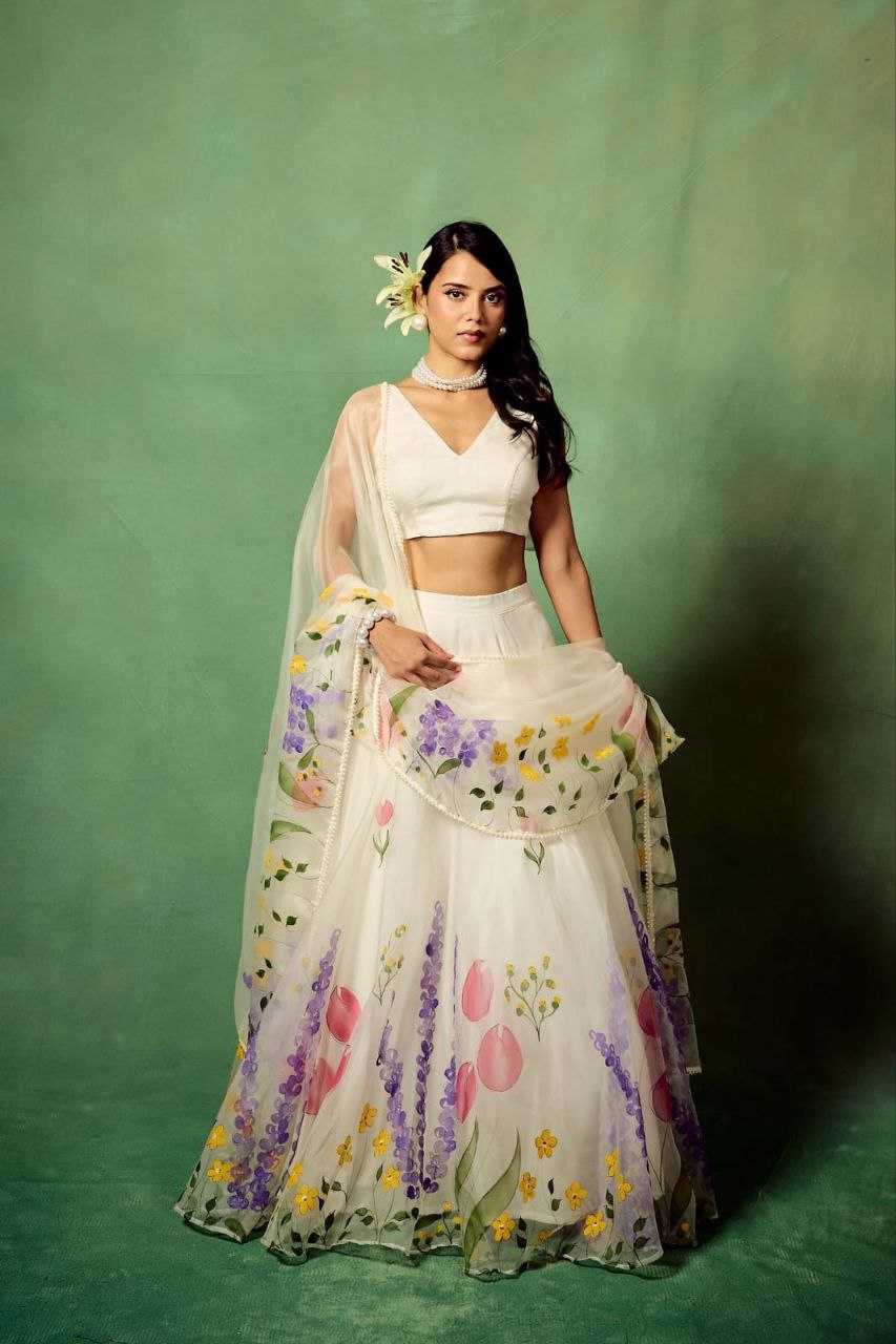 Ynf Silk KESH508 1061 Lehengas Wholesale Fancy Lehenga Printed Lehenga White Lehenga Manufacturer