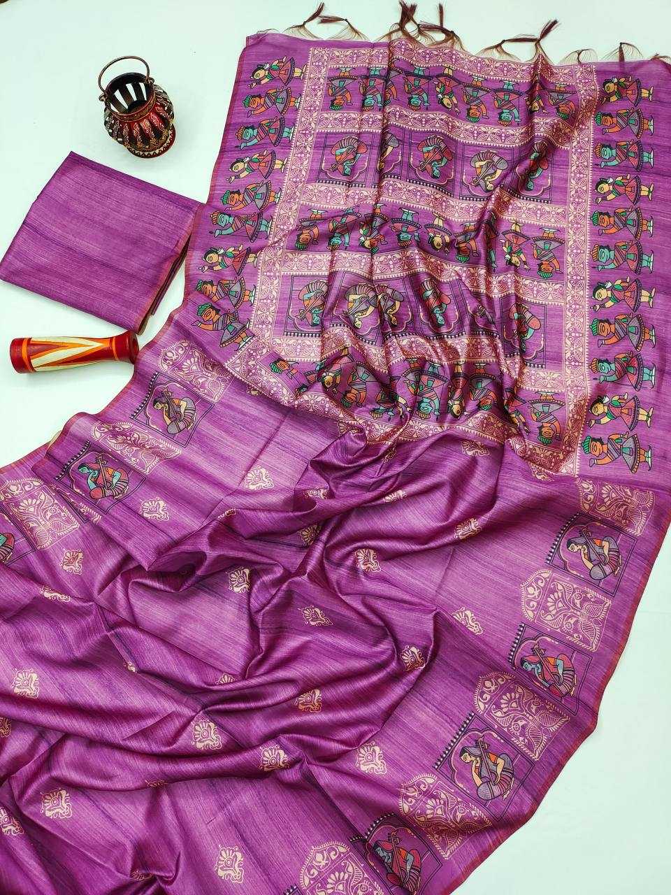 Ynf Silk KESH532 arushi madhubani Silk Sarees Wholesale Tussar Silk Sarees Printed Silk Saree Designer Silk Sarees Manufacturer
