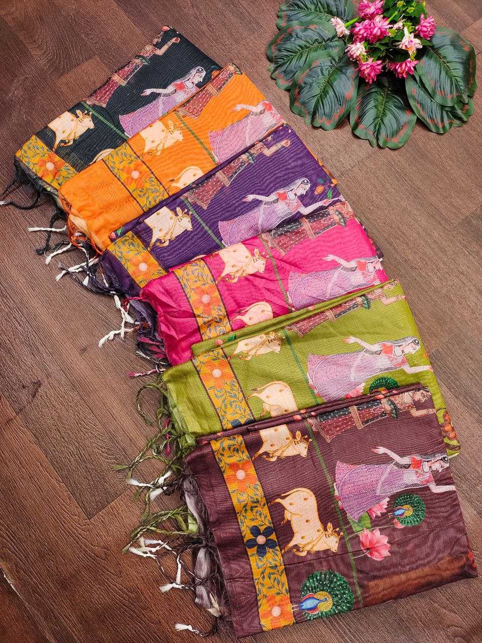 Ynf Silk KESH532 PARUL COW Sarees Wholesale Printed Sarees Ladies Sarees Silk Sarees Manufacturer