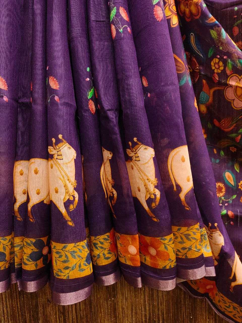 Ynf Silk KESH532 PARUL COW Sarees Wholesale Printed Sarees Ladies Sarees Silk Sarees Manufacturer
