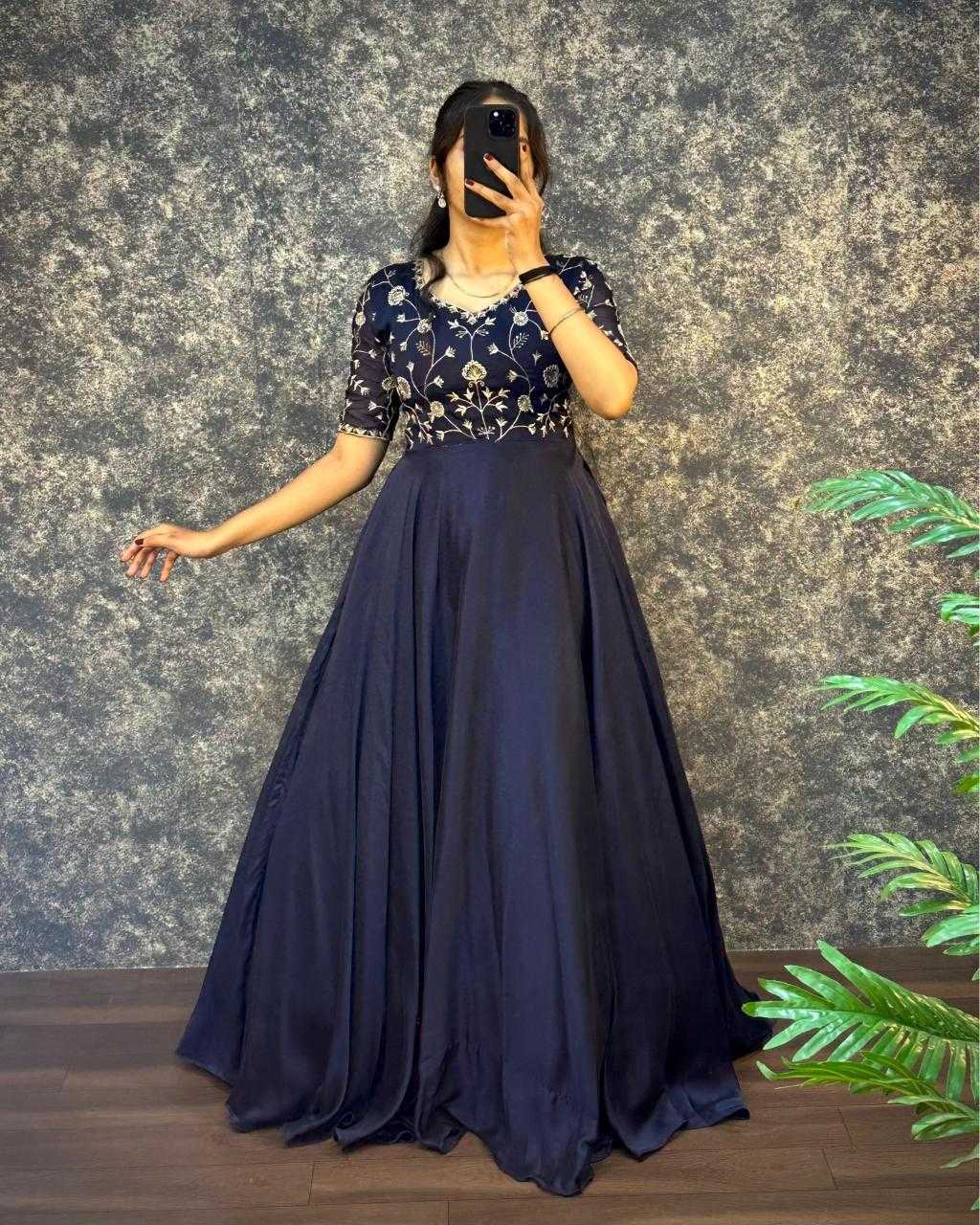 Ynf Silk RIN102 114 Gowns Festive Collections Wholesale Embroidery Gowns Rakhi Collections Manufacturer