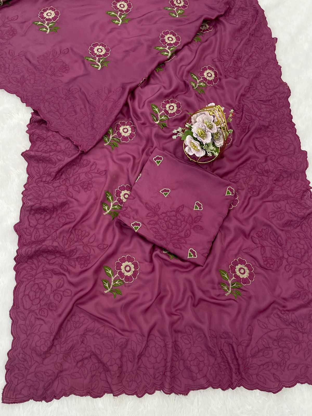 Ynf Silk RIN164 floral thread Silk Sarees Wholesale Traditional Silk Sarees Designer Silk Sarees Embroidered Silk Sarees Manufacturer