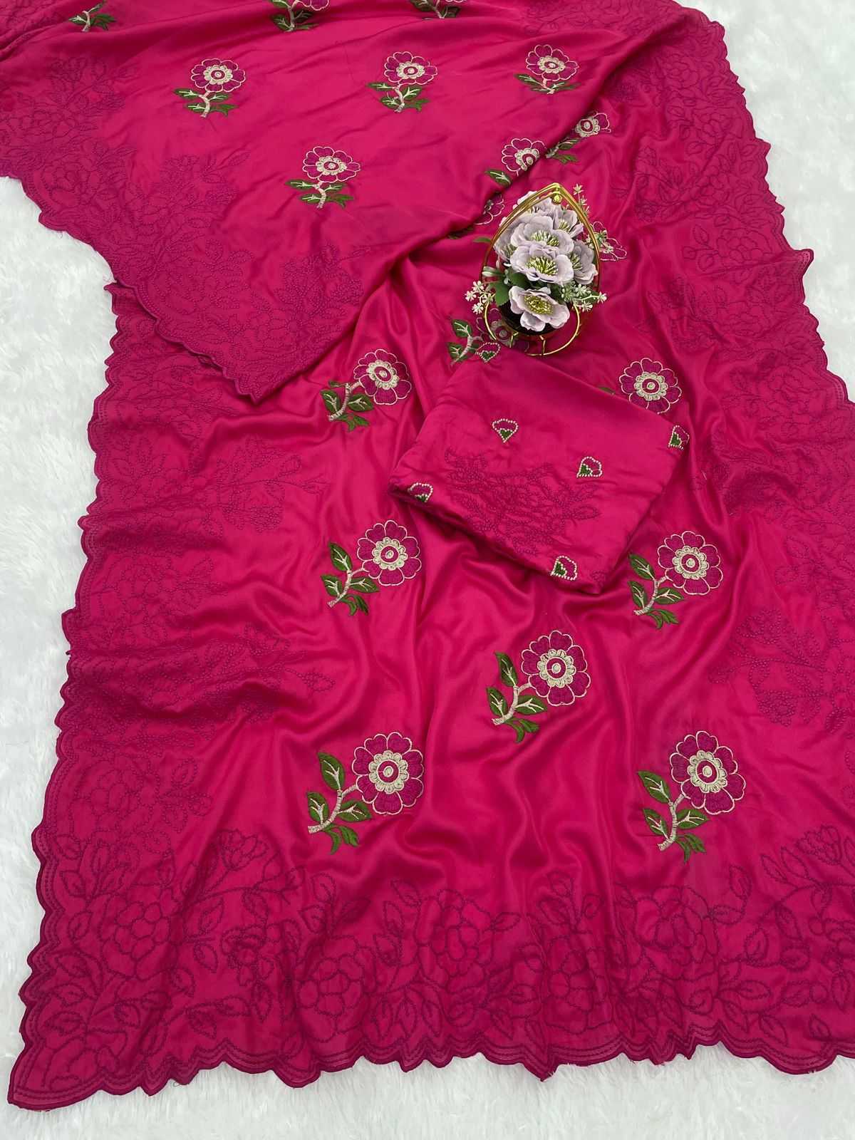 Ynf Silk RIN164 floral thread Silk Sarees Wholesale Traditional Silk Sarees Designer Silk Sarees Embroidered Silk Sarees Manufacturer