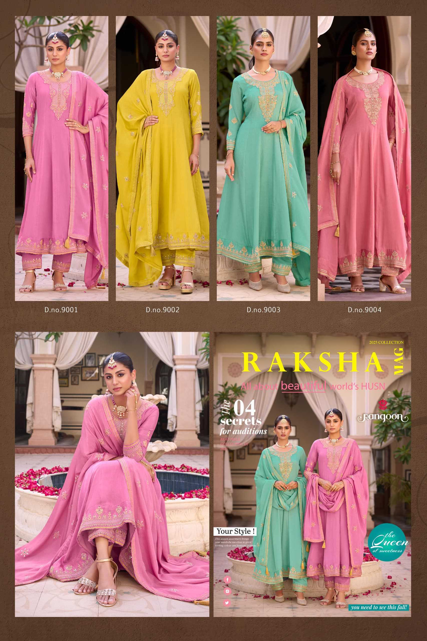 Ynf Silk RIN190 Rangoon-RAKSHA Setwise Collections Wholesale Gowns Catalogs Manufacturer