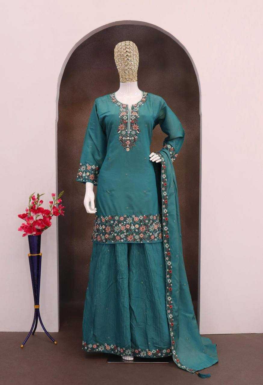 Ynf Simar silk RIN131 10224 Suits & Dresses Wholesale Palazzo Suit Ladies Silk Suit Manufacturer