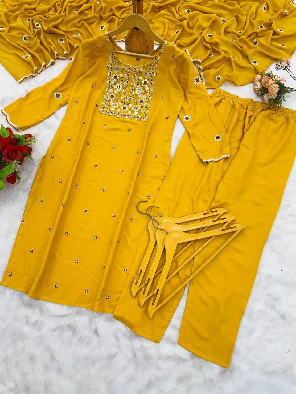 Ynf Slub Reyon KESH510 MORNI Suits & Dresses Wholesale Ladies Suits Embroidery Suits Palazzo Suit Manufacturer