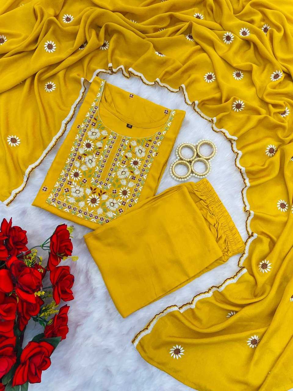 Ynf Slub Reyon KESH510 MORNI Suits & Dresses Wholesale Ladies Suits Embroidery Suits Palazzo Suit Manufacturer