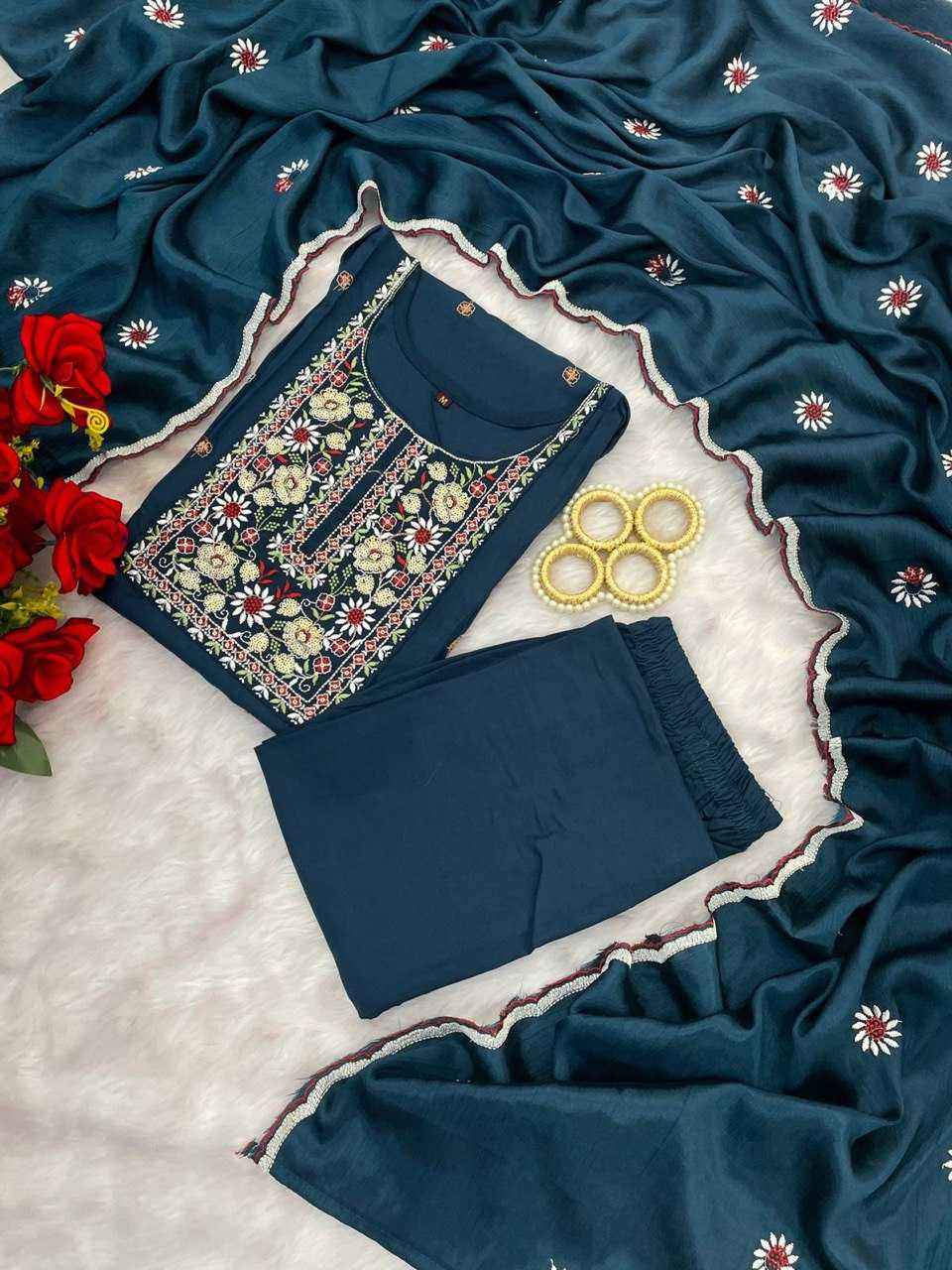 Ynf Slub Reyon KESH510 MORNI Suits & Dresses Wholesale Ladies Suits Embroidery Suits Palazzo Suit Manufacturer