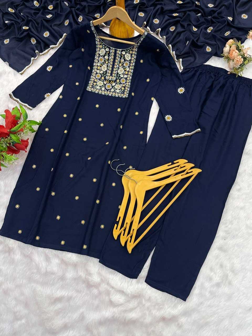Ynf Slub Reyon KESH510 MORNI Suits & Dresses Wholesale Ladies Suits Embroidery Suits Palazzo Suit Manufacturer