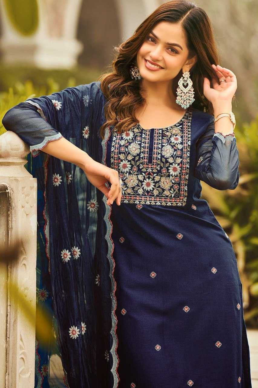 Ynf Slub Reyon KESH510 MORNI Suits & Dresses Wholesale Ladies Suits Embroidery Suits Palazzo Suit Manufacturer