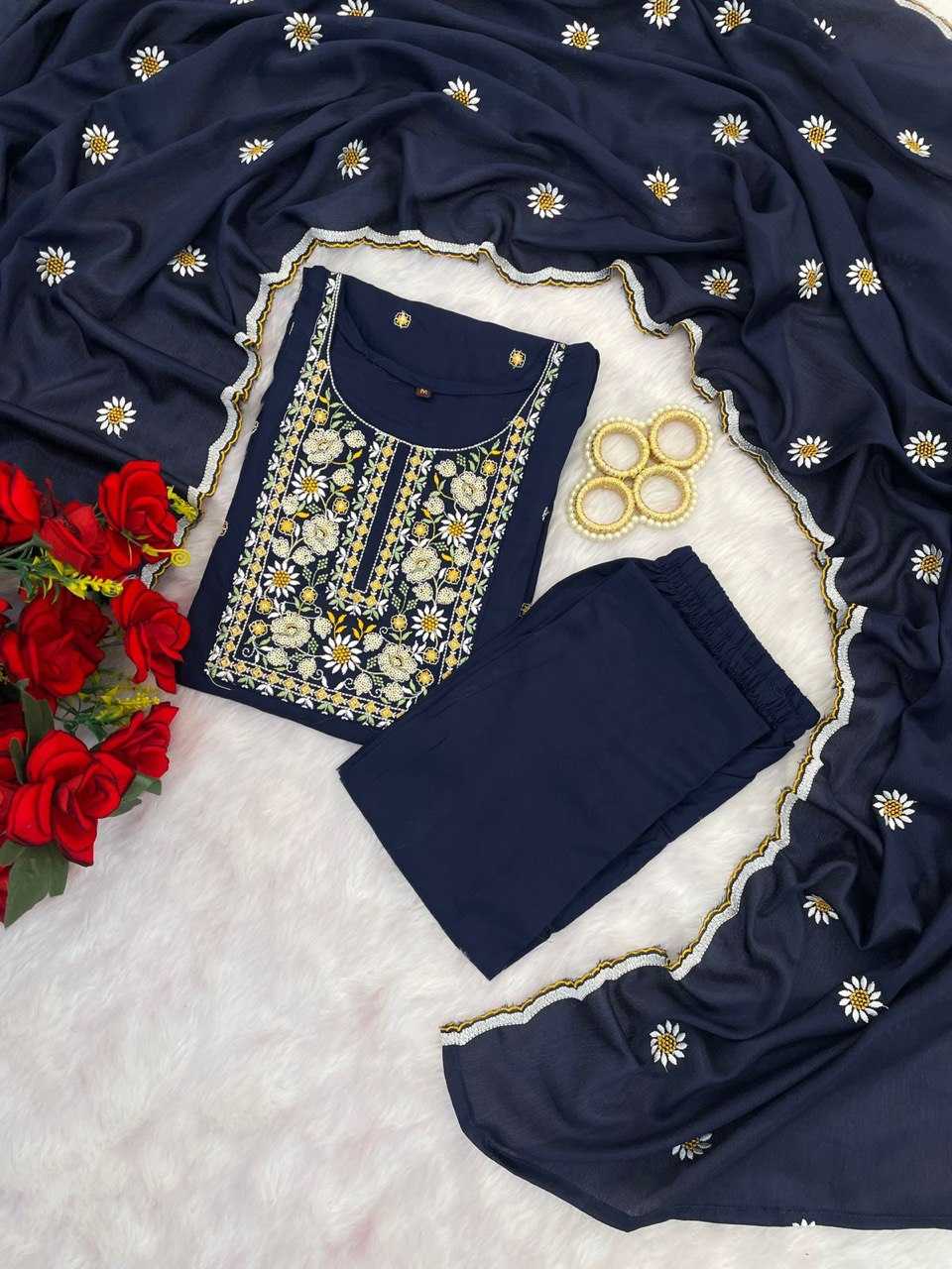 Ynf Slub Reyon KESH510 MORNI Suits & Dresses Wholesale Ladies Suits Embroidery Suits Palazzo Suit Manufacturer