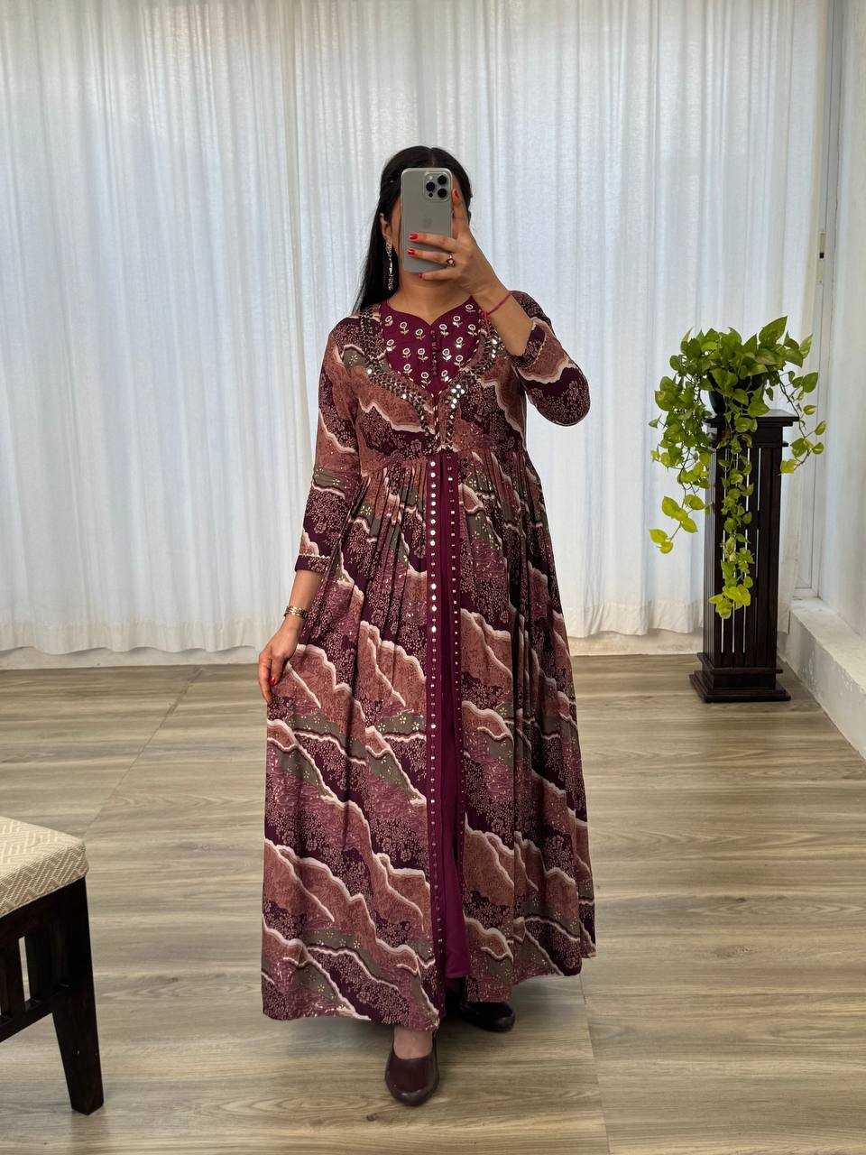 Ynf Slub Reyon KESH513 420 Gowns Wholesale Embroidery Gowns Party Wear Gowns Manufacturer