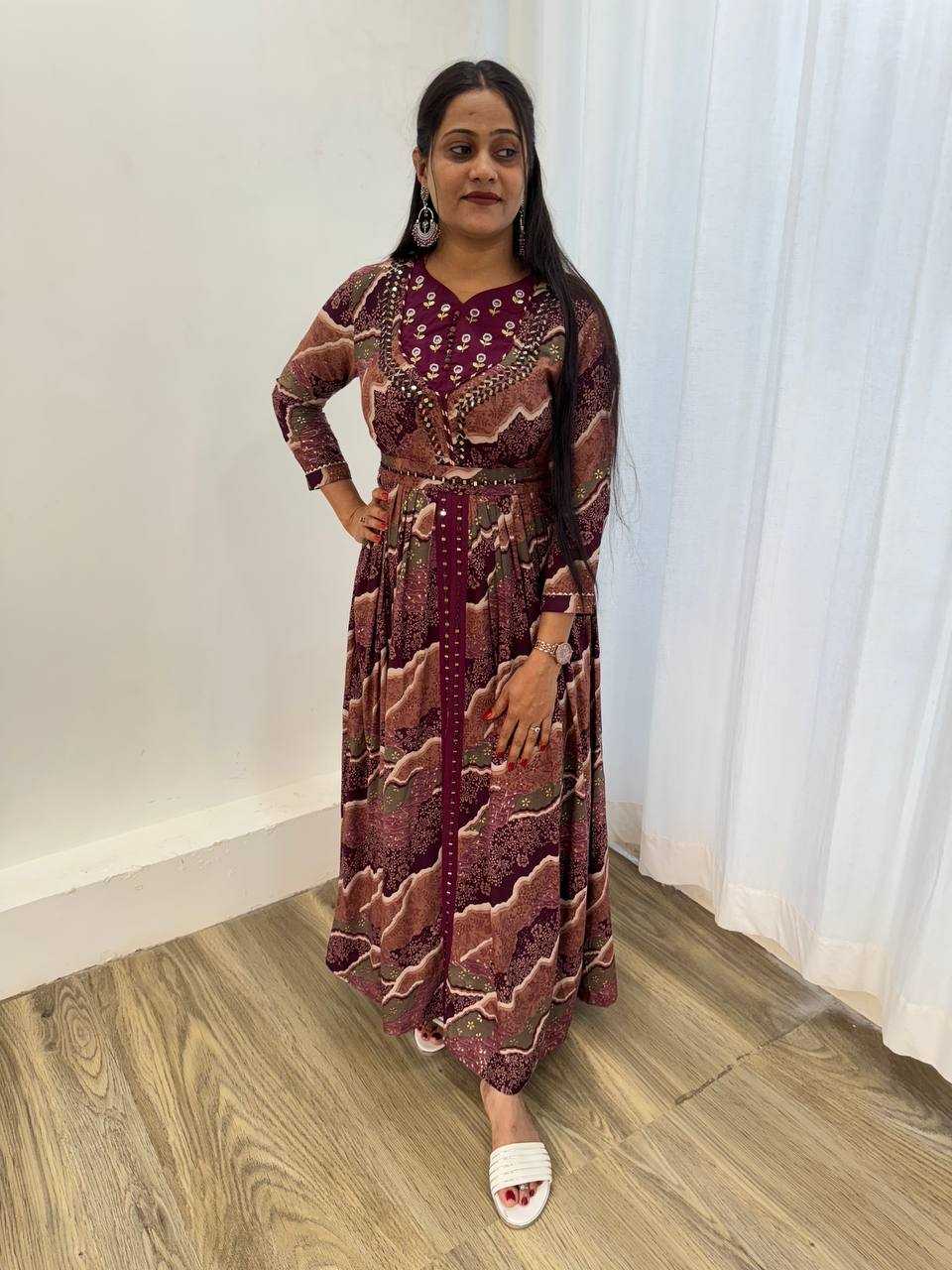 Ynf Slub Reyon KESH513 420 Gowns Wholesale Embroidery Gowns Party Wear Gowns Manufacturer