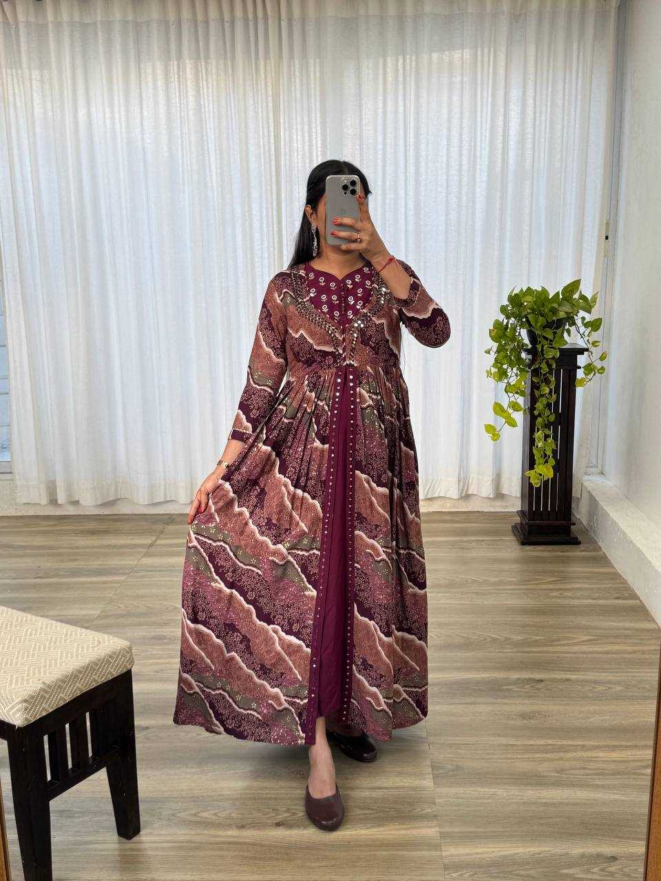 Ynf Slub Reyon KESH513 420 Gowns Wholesale Embroidery Gowns Party Wear Gowns Manufacturer