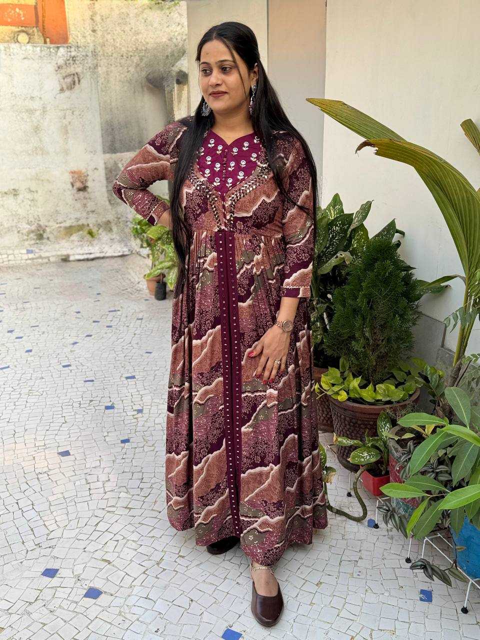 Ynf Slub Reyon KESH513 420 Gowns Wholesale Embroidery Gowns Party Wear Gowns Manufacturer