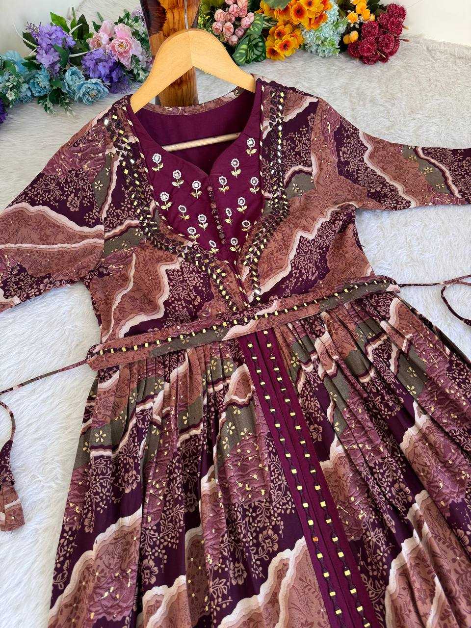 Ynf Slub Reyon KESH513 420 Gowns Wholesale Embroidery Gowns Party Wear Gowns Manufacturer