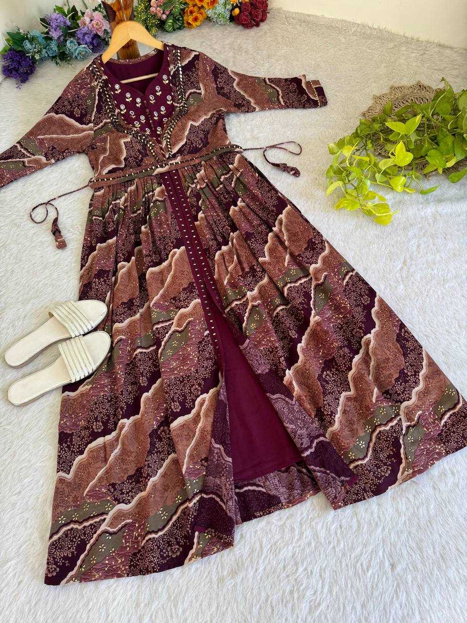 Ynf Slub Reyon KESH513 420 Gowns Wholesale Embroidery Gowns Party Wear Gowns Manufacturer