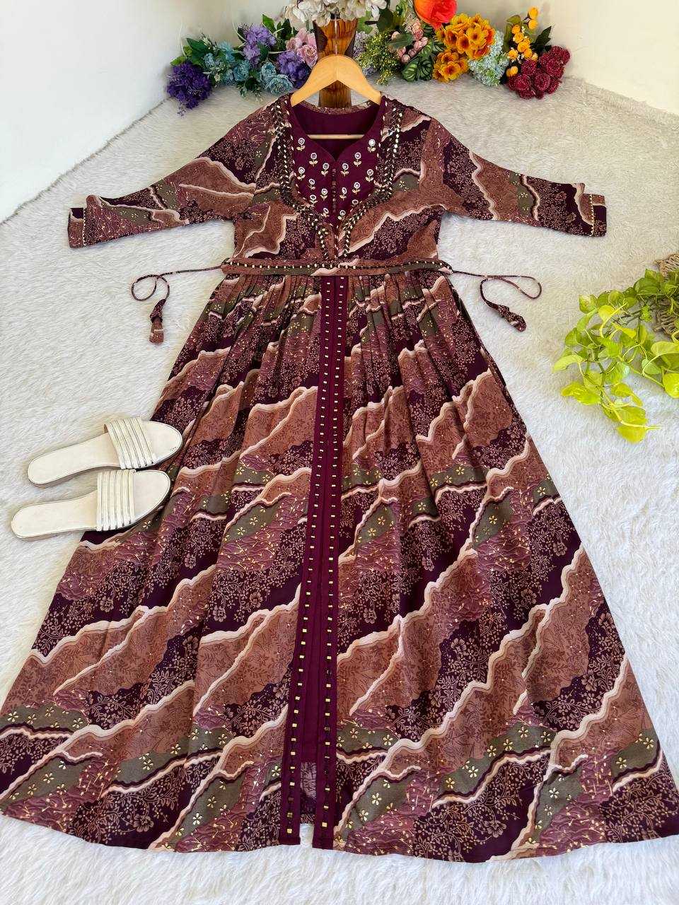 Ynf Slub Reyon KESH513 420 Gowns Wholesale Embroidery Gowns Party Wear Gowns Manufacturer