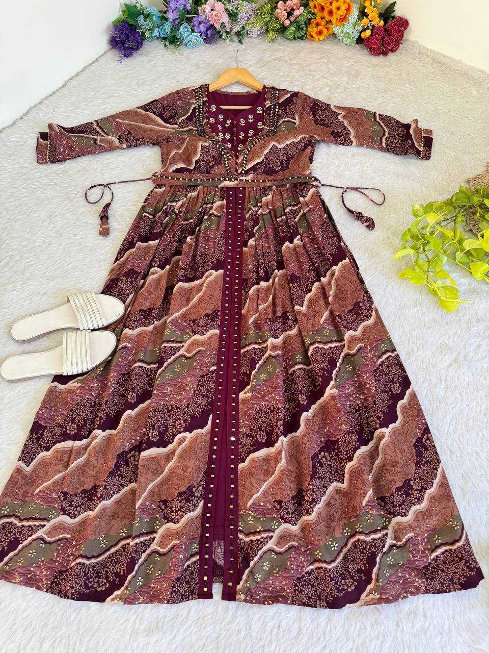 Ynf Slub Reyon KESH513 420 Gowns Wholesale Embroidery Gowns Party Wear Gowns Manufacturer