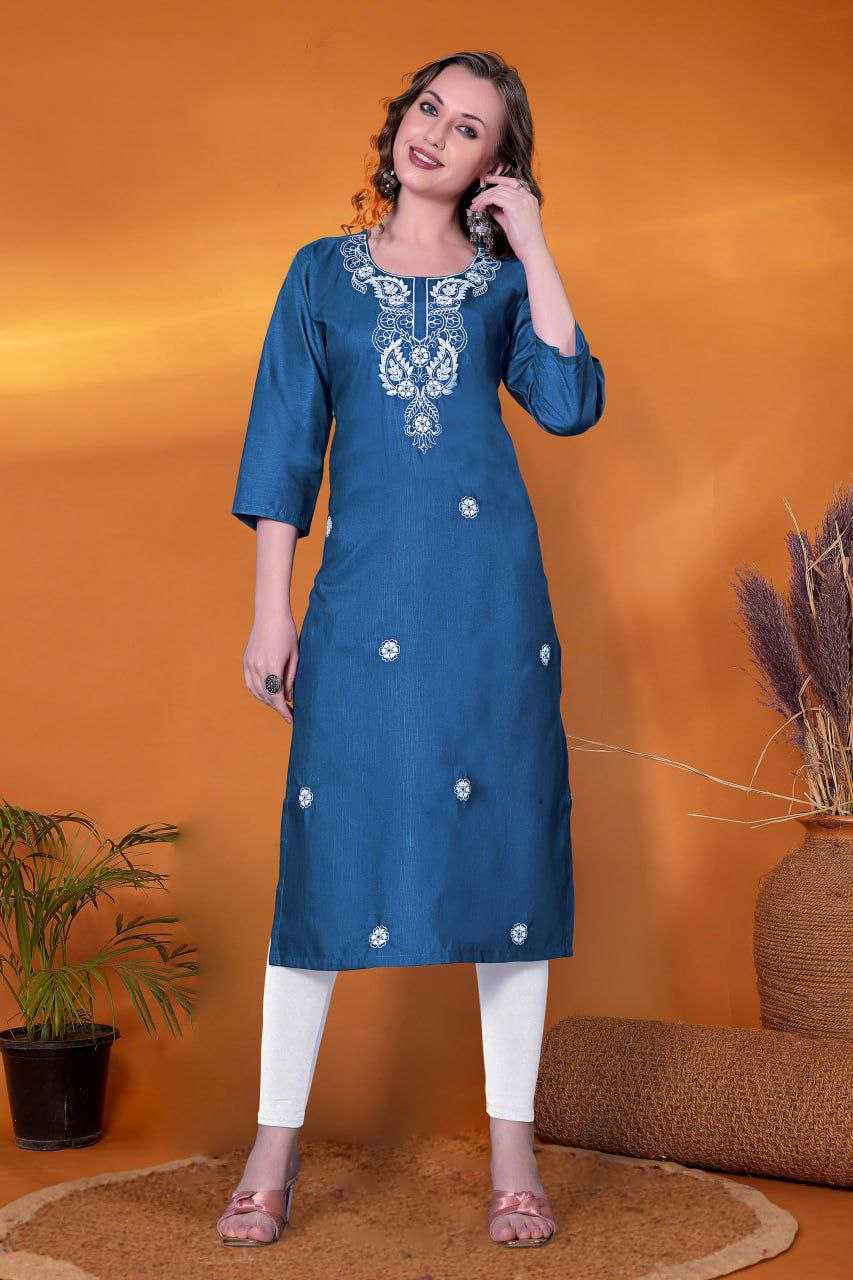 Ynf Slub Reyon KESH517 H7 Kurti Wholesale Casual Kurtis Festive Kurtis Embroidered Kurtis Manufacturer