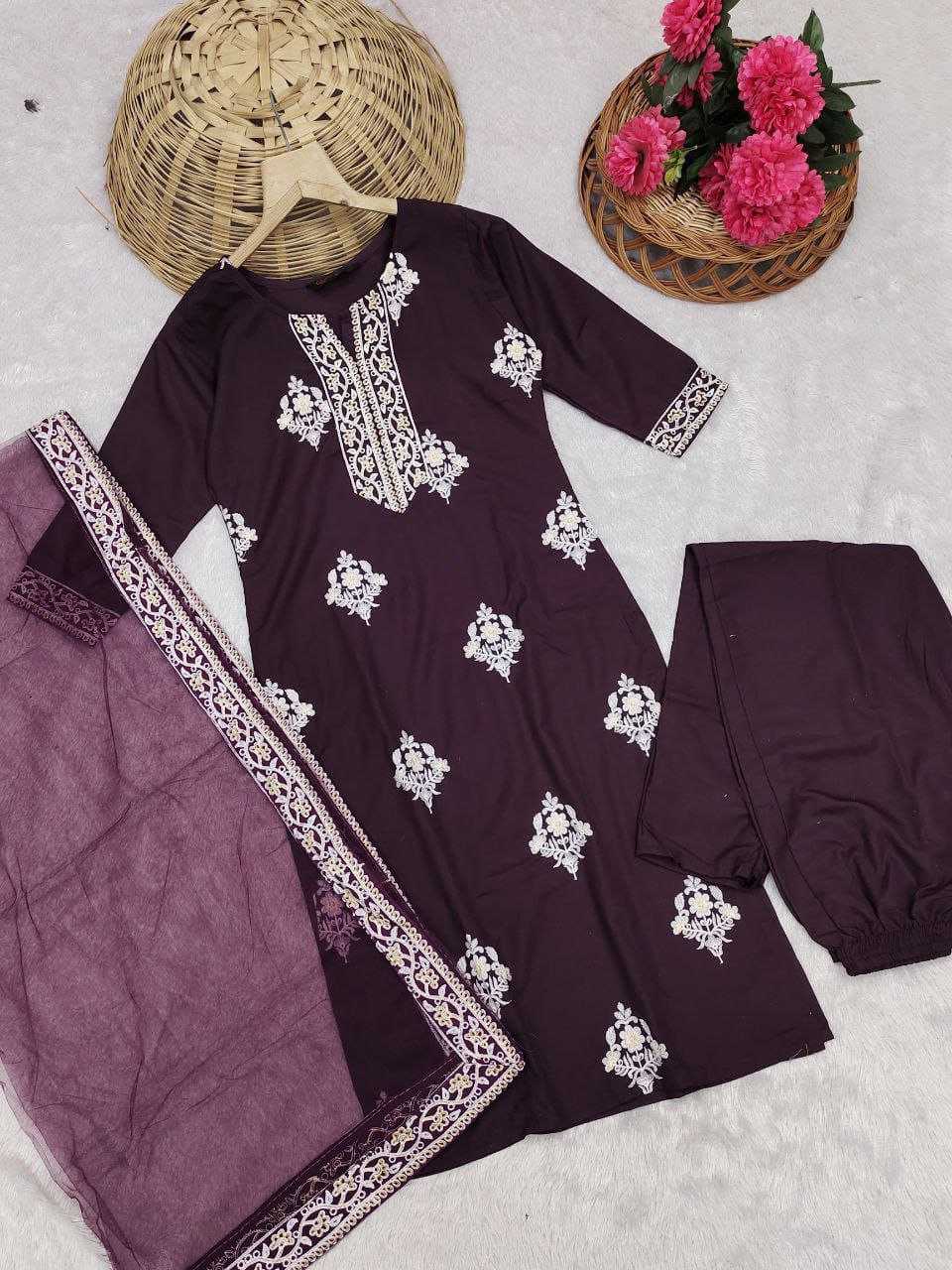 Ynf Slub Reyon KESH552 TRENDY Suits & Dresses Wholesale Ladies Suits Embroidery Suits Palazzo Suit Manufacturer