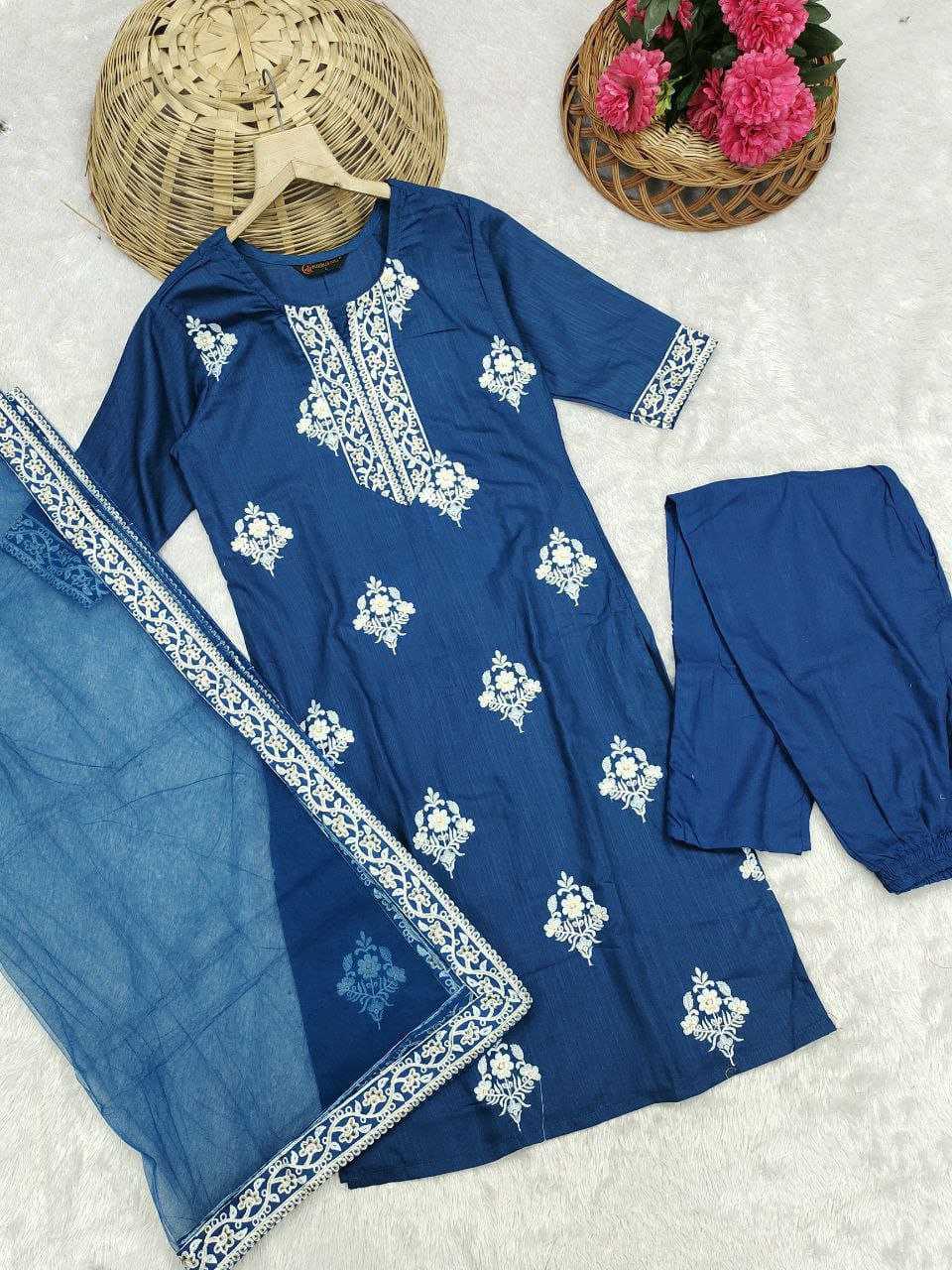 Ynf Slub Reyon KESH552 TRENDY Suits & Dresses Wholesale Ladies Suits Embroidery Suits Palazzo Suit Manufacturer