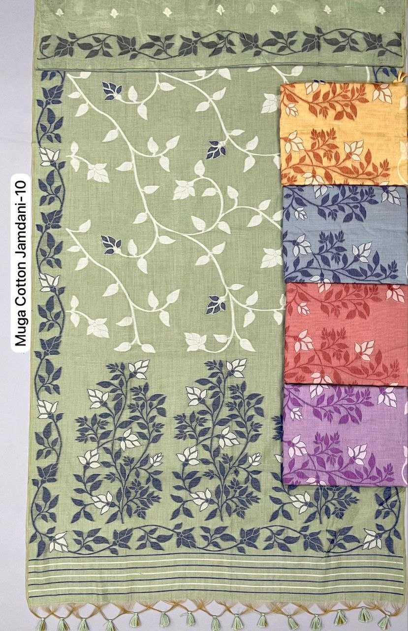 Ynf Soft Cotton KESH505 MUGA COTTON JAMDANI 10 Sarees Wedding Collections Festive Collections Wholesale Cotton Sarees Zari Sarees Sarees With Blouse Manufacturer