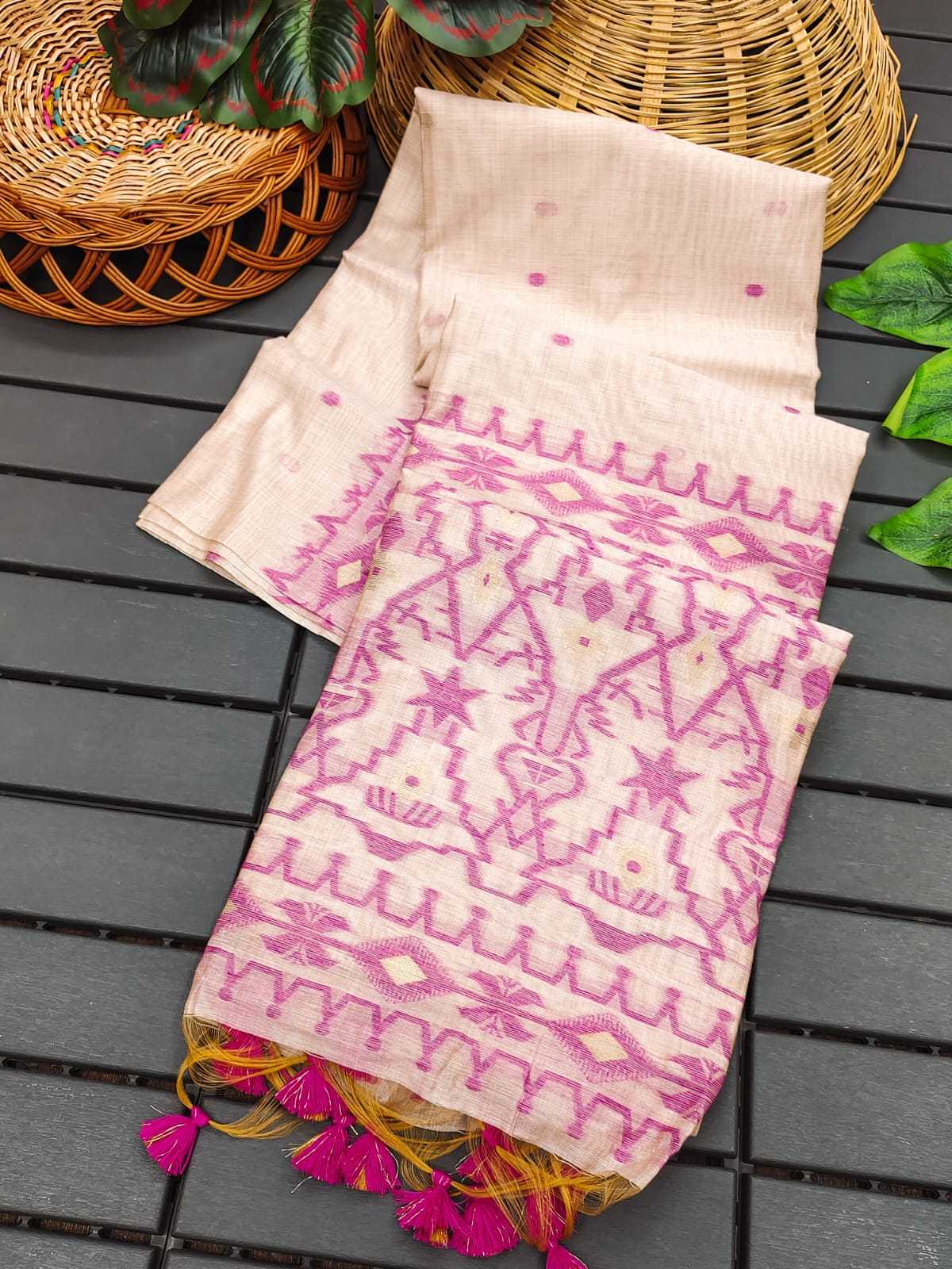 Ynf Soft Cotton KESH505 MUGA COTTON JAMDANI 4 Sarees Wedding Collections Festive Collections Wholesale Cotton Sarees Sarees With Blouse Onam Collections Manufacturer