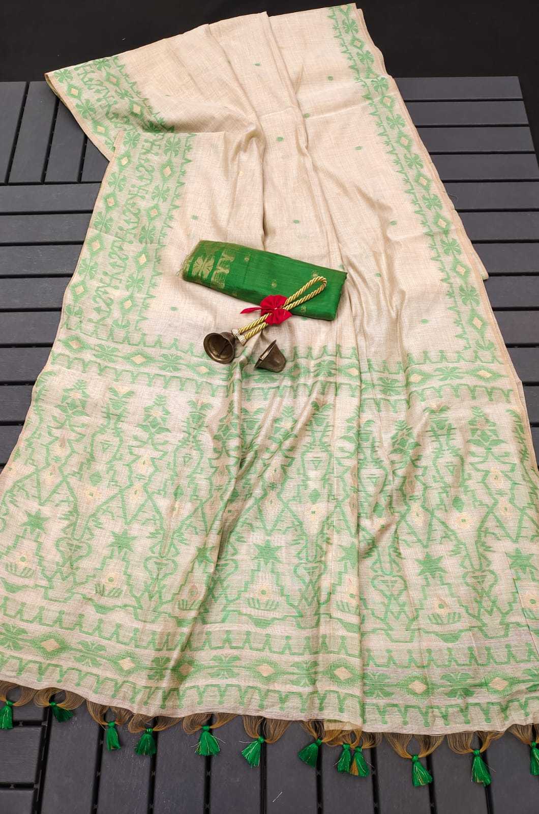 Ynf Soft Cotton KESH505 MUGA COTTON JAMDANI 4 Sarees Wedding Collections Festive Collections Wholesale Cotton Sarees Sarees With Blouse Onam Collections Manufacturer
