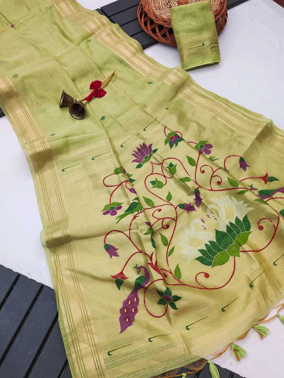 Ynf Soft Cotton KESH505 Muga cotton paithani 2 Sarees Wedding Collections Festive Collections Wholesale Zari Border Sarees Cotton Sarees Sarees With Blouse Manufacturer
