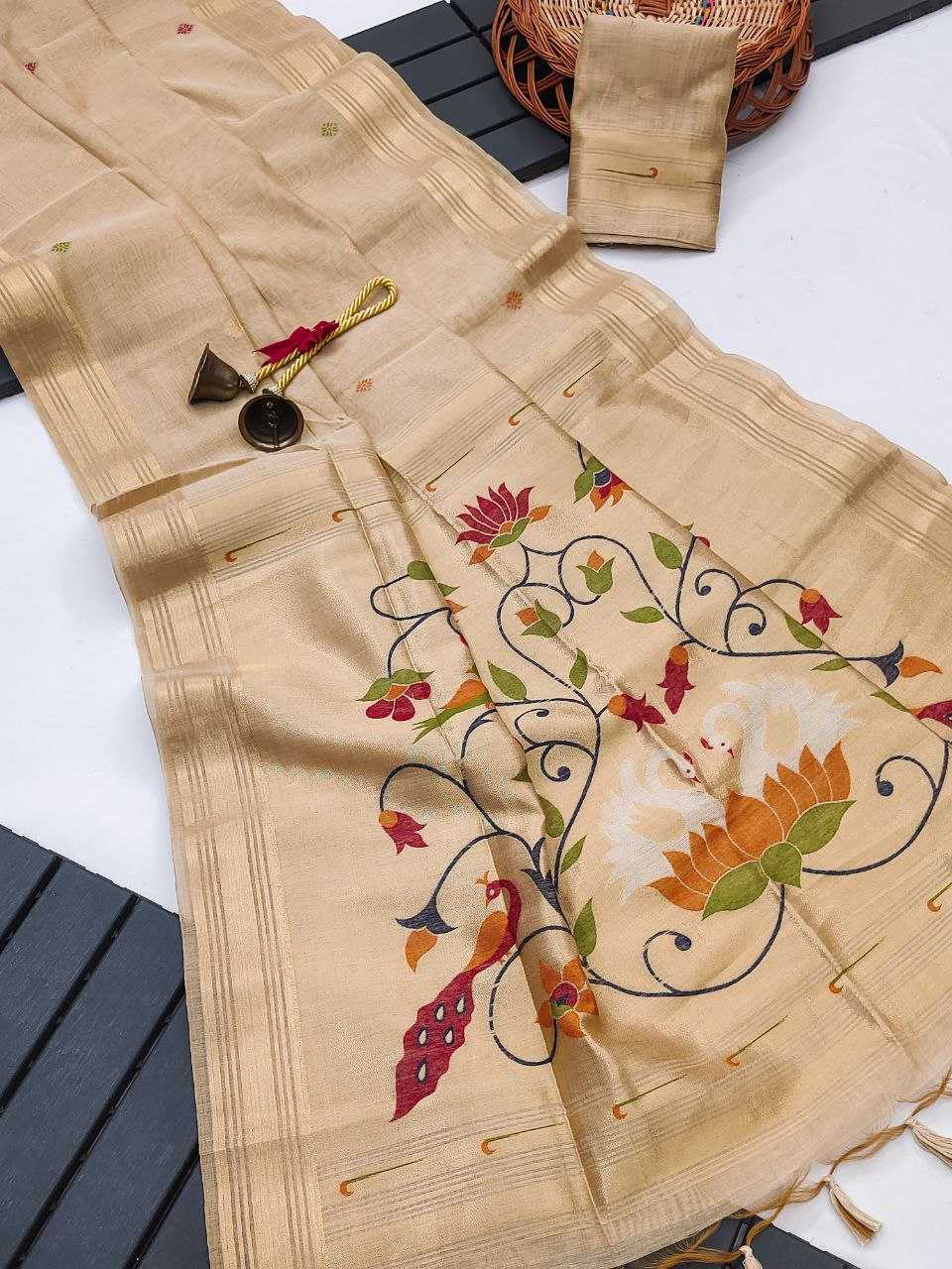 Ynf Soft Cotton KESH505 Muga cotton paithani 2 Sarees Wedding Collections Festive Collections Wholesale Zari Border Sarees Cotton Sarees Sarees With Blouse Manufacturer