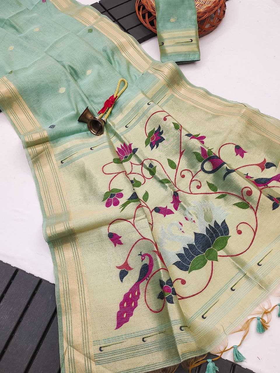 Ynf Soft Cotton KESH505 Muga cotton paithani 2 Sarees Wedding Collections Festive Collections Wholesale Zari Border Sarees Cotton Sarees Sarees With Blouse Manufacturer