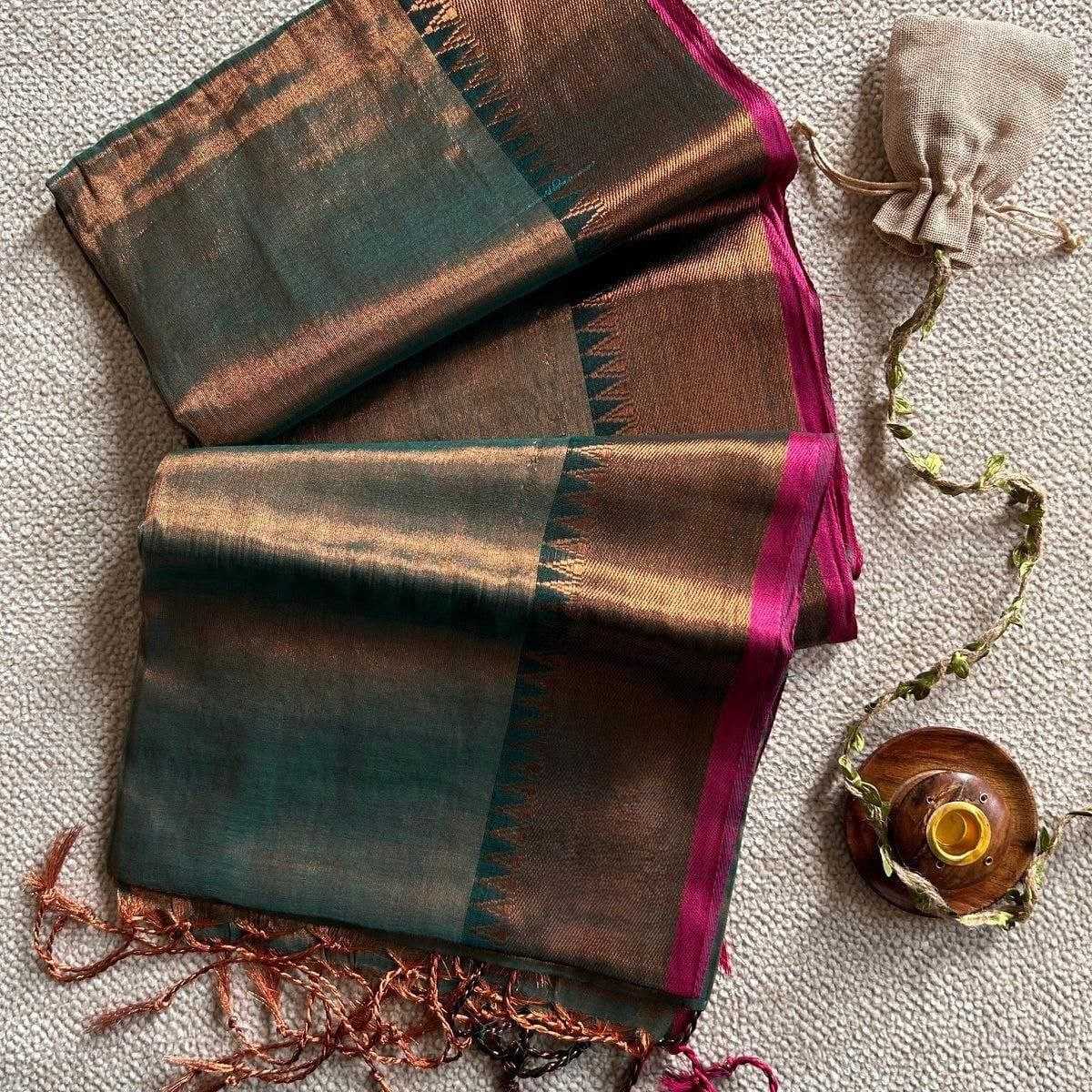 Ynf Soft Cotton KESH525 TEMPLE RAGA TISSUE Sarees Wholesale Jacquard Saree Lightweight Sarees Manufacturer
