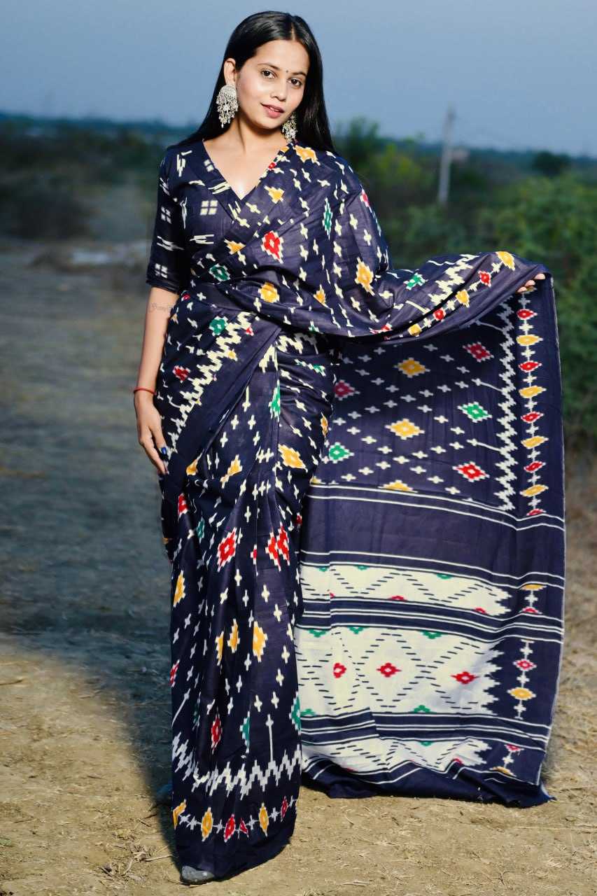 Ynf Soft Cotton RIN229 129 Sarees Wholesale Ikkat Saree Mulmul Cotton Sarees Manufacturer