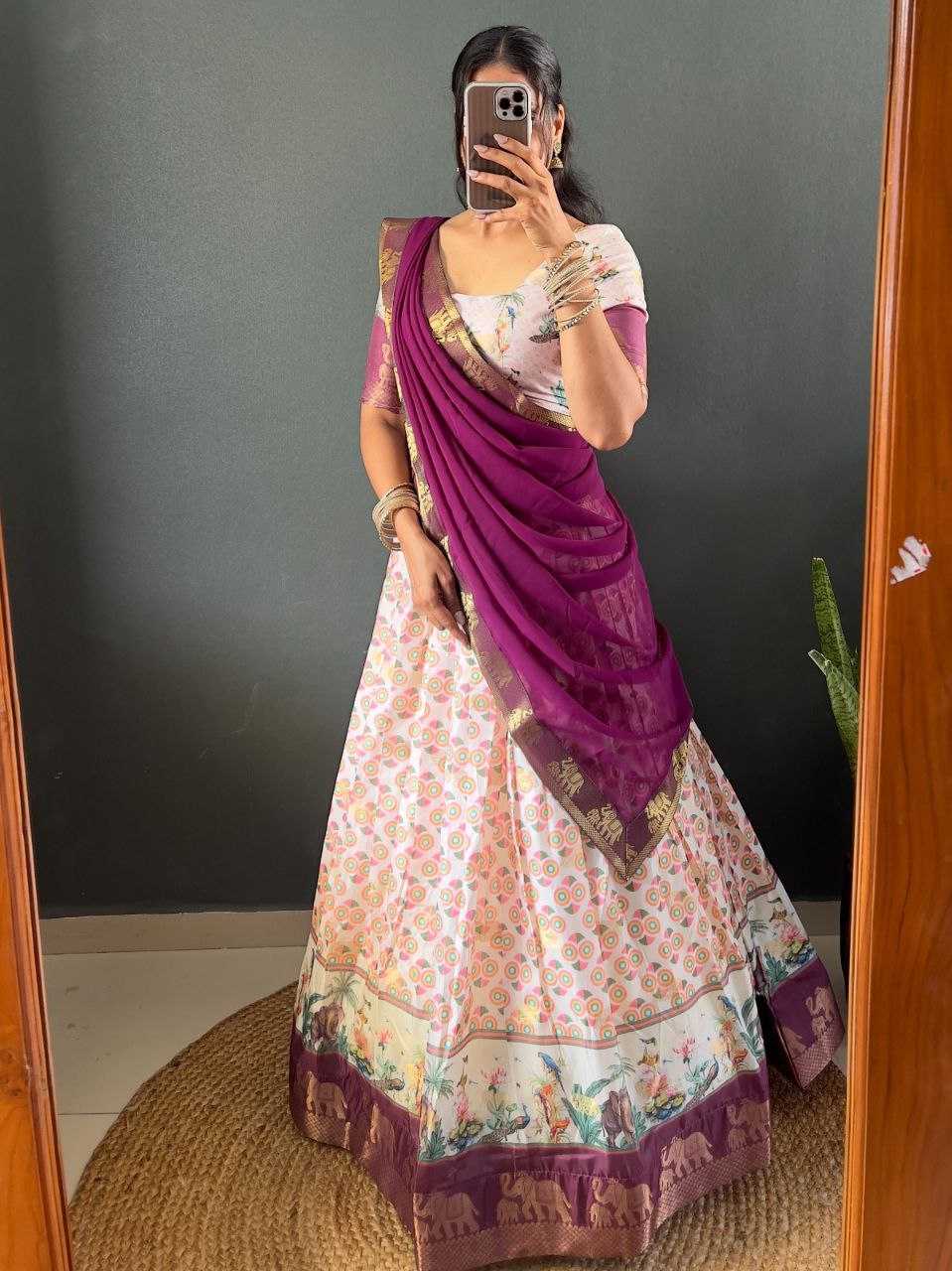 Ynf Soft Dola KESH554 Gajanand Lehengas Wholesale Silk Lehenga Printed Lehenga Manufacturer