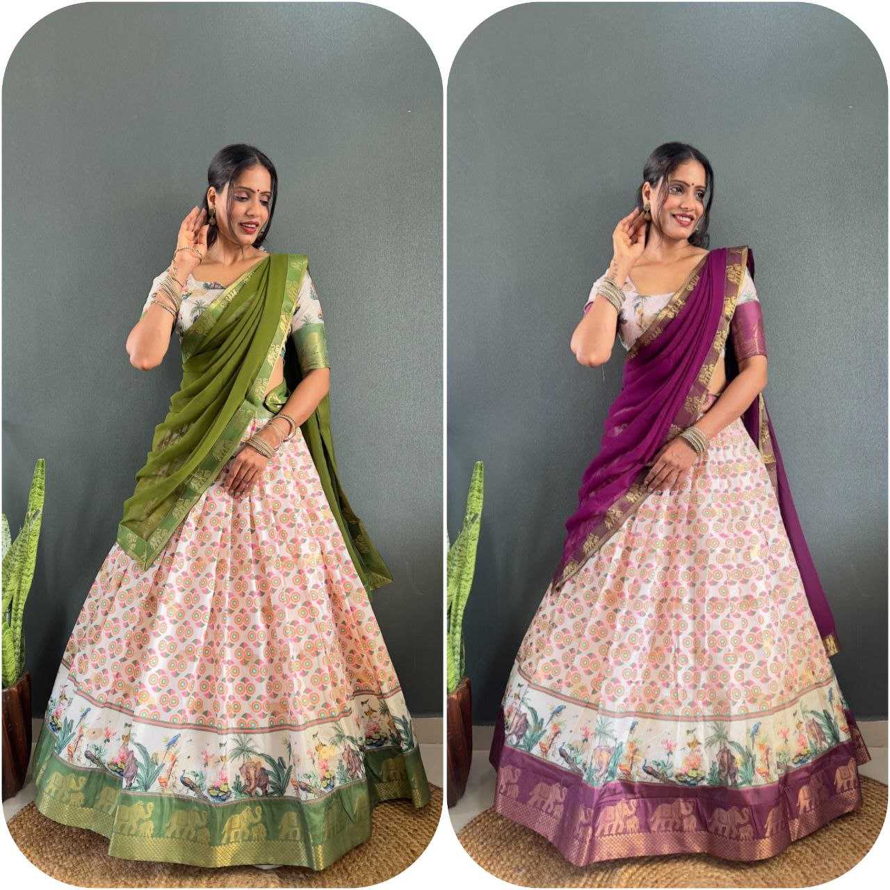Ynf Soft Dola KESH554 Gajanand Lehengas Wholesale Silk Lehenga Printed Lehenga Manufacturer