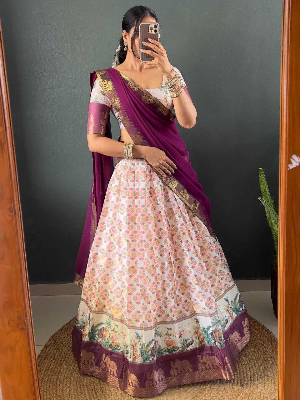 Ynf Soft Dola KESH554 Gajanand Lehengas Wholesale Silk Lehenga Printed Lehenga Manufacturer
